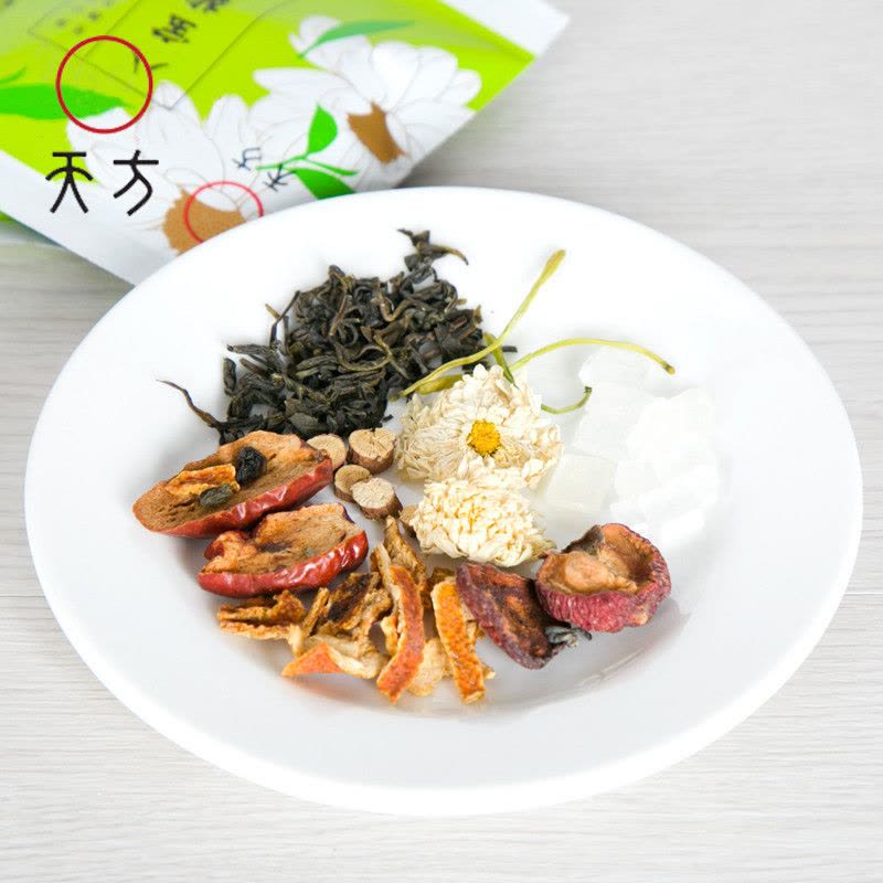 [内含10小袋]天方茶叶100g盒装八宝菊花茶 内含菊花 陈皮 绿茶 甘草 山楂 金银花 等组合型花草茶图片