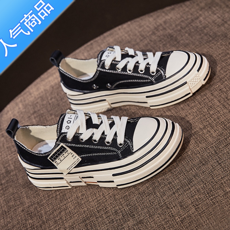 SUNTEK板鞋女2023夏秋季小白鞋韩版ulzzang帆布鞋网红百搭ins女鞋潮高清大图