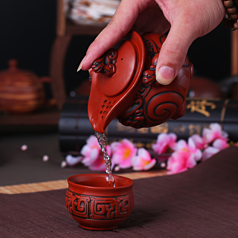 家柏饰(CORATED)紫砂壶茶具貔貅手抓壶单壶一人品茶壶茶杯一杯过滤泡茶壶高清大图