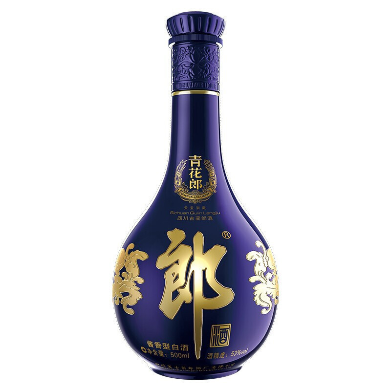 郎酒青花郎53度500ml单瓶装+贵州国台15年品鉴装53度酱香型白酒500ml*1单瓶装