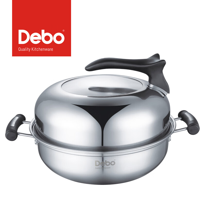 德铂Debo 比特堡蒸锅汤锅不锈钢多用锅燃气电磁炉通用 不锈钢 26cm DEP-277