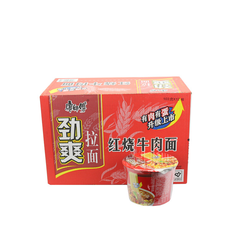 康师傅劲爽红烧牛肉方便面桶装100g
