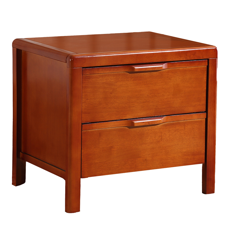 皇豹实木床头柜简约现代卧室榉木原木胡桃色床头柜经济型迷你储物边柜
