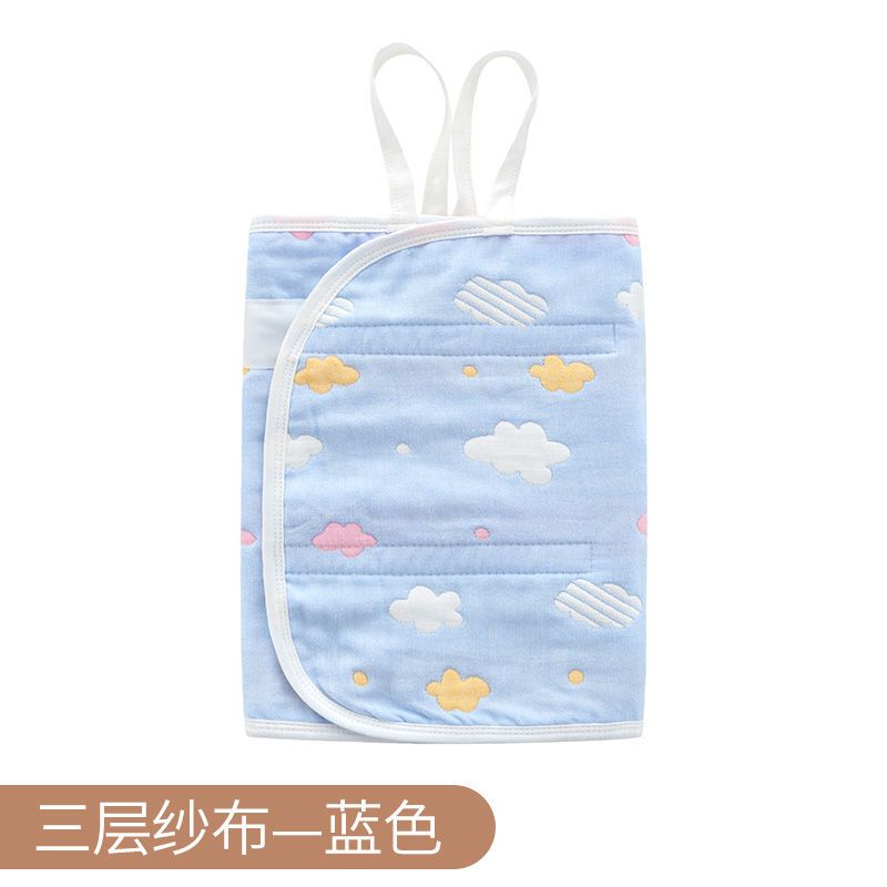 婴儿肚围宝宝护肚子肚兜防着凉睡觉神器夏儿童全棉腹围防踢被四季 蓝色(三层纱布) S码[建议0-2岁]