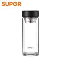 苏泊尔(SUPOR)随行耐热玻璃杯KC28CA1 商务办公出行便携送礼多功能水杯随行杯泡茶杯隔热杯热水层高硼硅质感逸系列