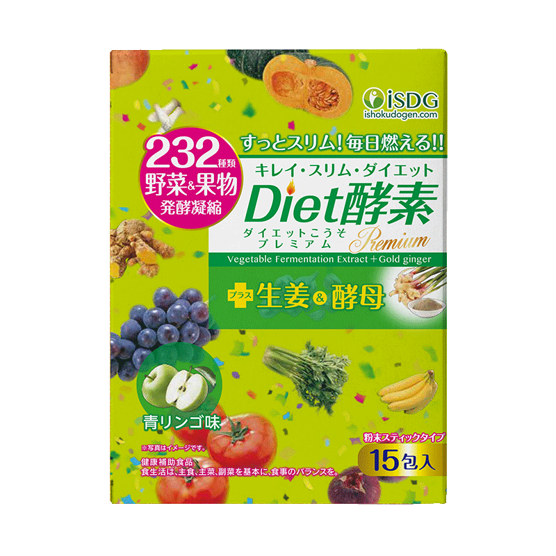 ISDG 日本进口diet酵素粉末孝素232种果蔬发酵 青苹果味 15支装