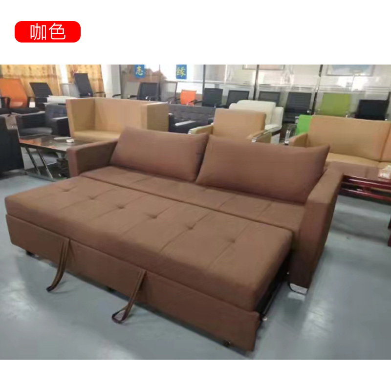 匡大 办公沙发 皮艺沙发 办公室折叠午休沙发 西皮 三人位 KDT903 咖色
