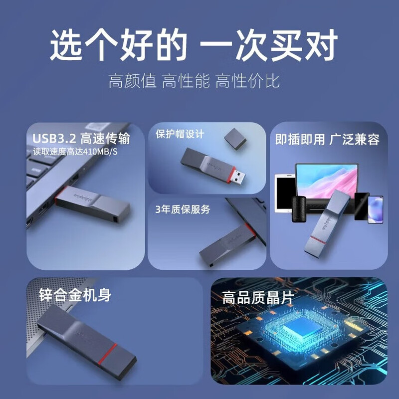 联想ThinkPlus USB3.2固态U盘 大容量金属U盘 高品质学习办公必备 TU180Pro 512GB高清大图