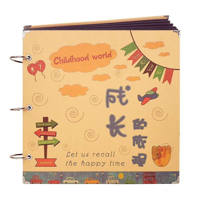15寸成长相册diy手工粘贴式纪念册自制相册本送手绘配件工具材料 三维工匠 $15寸橘色小象高清大图