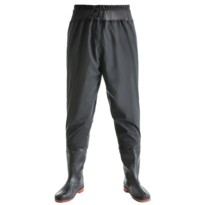 下水裤雨裤半身防水衣服齐腰连体鱼带雨鞋皮叉渔裤男耐用加厚