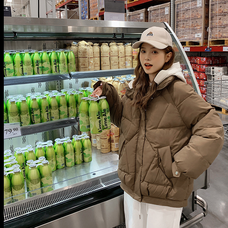 连帽面包服短款羽绒棉衣棉服女2023年新款潮秋冬季宽松外套厚棉袄