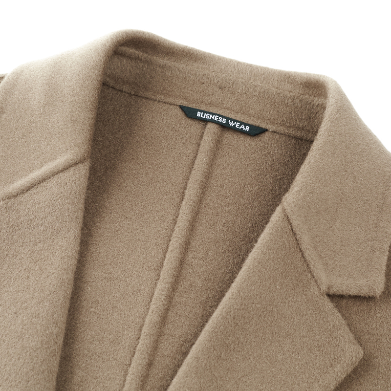 秋冬商务宴会山羊绒西装男毛呢大衣短款外套高端休闲羊毛呢小西服羊绒毛呢双面呢子大衣商务休闲西装外套高清大图