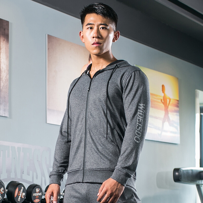 运动卫衣男连帽衫外套跑步健身运动服修身拉链针织开衫