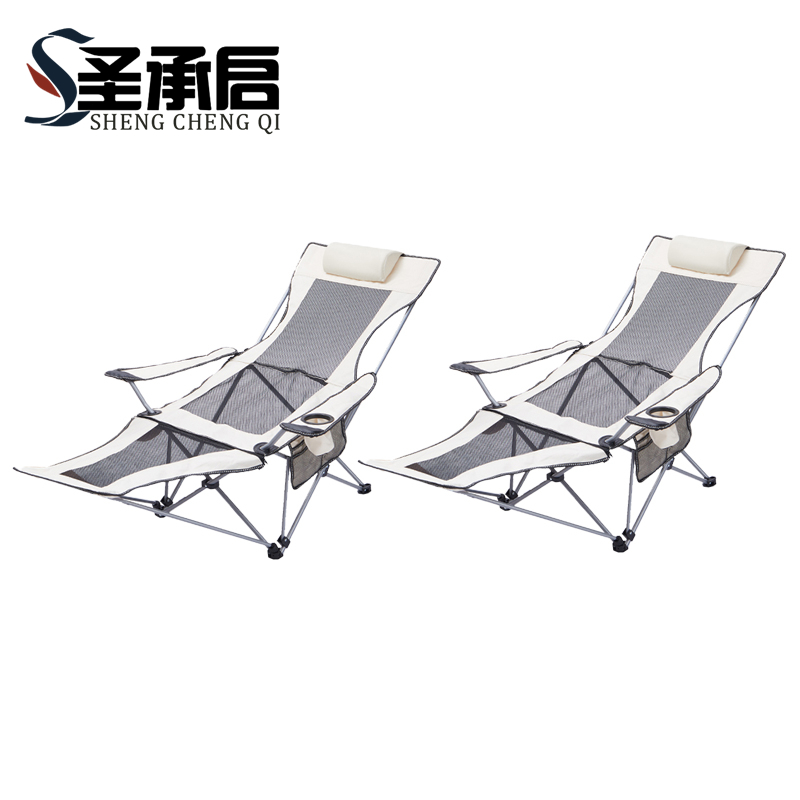 圣承启 沙滩椅 米白+脚托 把高清大图