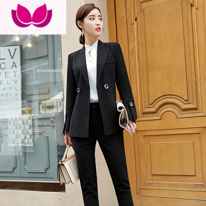 七斓黄色西装套装女时尚高级感气质女范职业正装西服喇叭裤套春