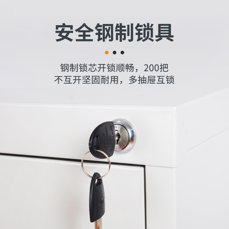 尔迈 铁皮柜挂劳柜带锁卡箱FC办公柜挂捞柜A4立式抽屉挂快劳文件柜子 三抽卡箱