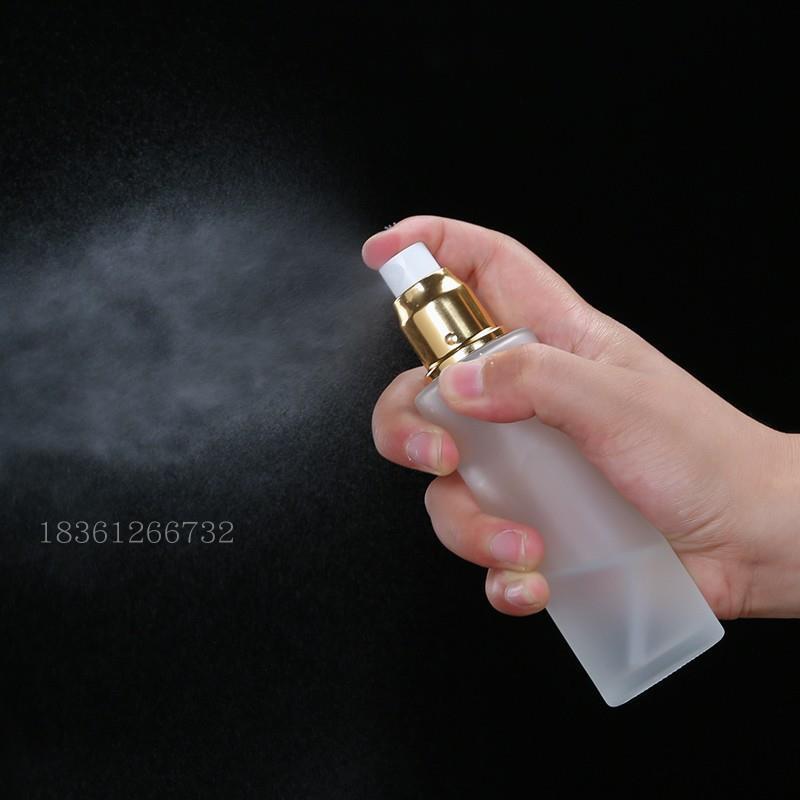 磨砂玻璃乳液瓶 喷雾瓶 精华液分装瓶 爽肤水空瓶 按压小瓶子试用 磨砂30ml+金色喷雾瓶