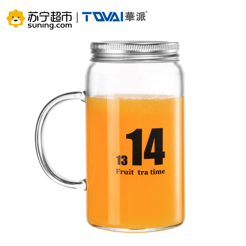 华派玻璃杯公鸡杯果汁杯梅森杯咖啡杯透明水杯子带盖