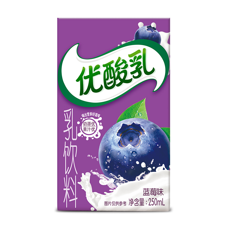 伊利优酸乳 蓝莓味乳饮料 250ml*24盒