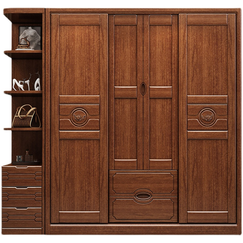 采百木caibaimu推拉门实木衣柜现代简约家用卧室456门储物胡桃木大