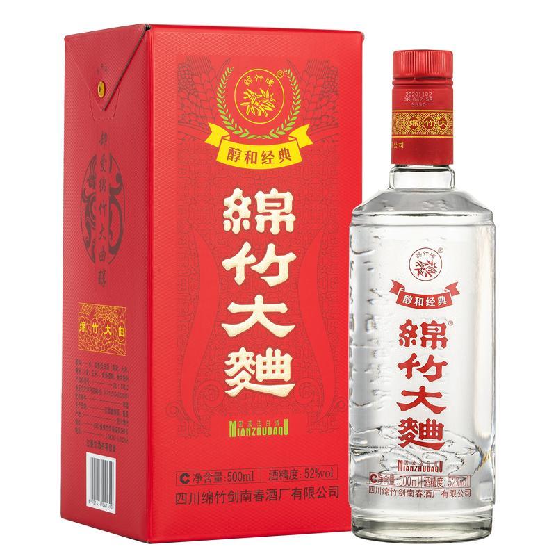 剑南春绵竹大曲红盒醇和经典52度500ml*6整箱装浓香型白酒