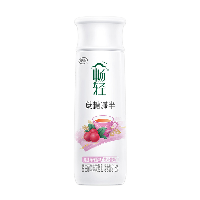 伊利畅轻酸奶215g*10瓶益生菌发酵乳蔓越莓奇亚籽味减糖果茶风味酸牛奶整箱