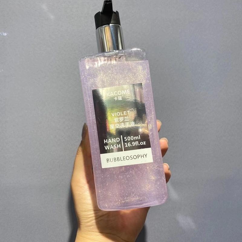 卡蔻桃花洗手液500ml星空清香型不伤手滋润保湿清洁家用按压瓶 桃花沐浴露+手霜1支