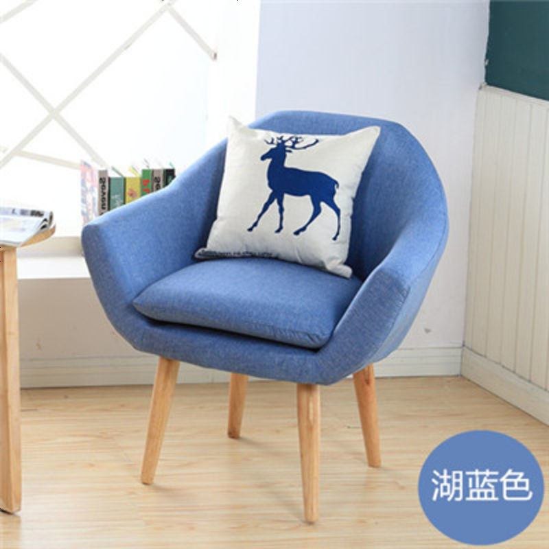 现代简约懒人沙发椅卧室小户型客厅休闲布艺阳台单人洽谈躺椅 湖蓝色