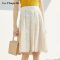 拉夏贝尔女装夏米色高腰a字裙宽松显瘦休闲半身裙仙女裙子ins
