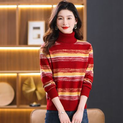 鄂尔多斯市羊绒衫女士100%羊毛衫女秋冬装保暖针织打底衫宽松大码半高领套头百搭毛衣女装冬毛衣套头宽松大码显瘦羊绒打底衫 XL适合115-125斤 363高领红色