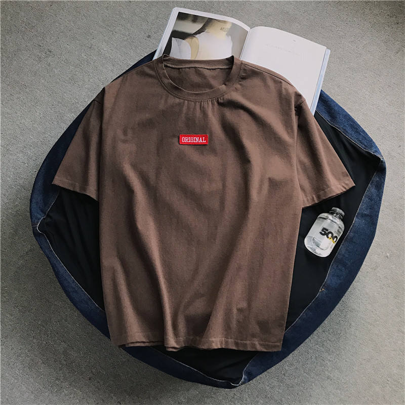 2018夏装男士短袖T恤圆领星期半袖情侣班服宽松插肩袖港风体恤衫