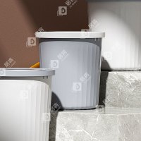 居将 JJ4022212 塑料压圈垃圾篓客厅大容量无盖大口径垃圾桶 灰色小号8L