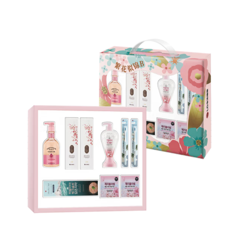 睿嫣韩国LG生活健康洗护日用品繁花似锦B 9件实用大礼包礼盒套装高清大图