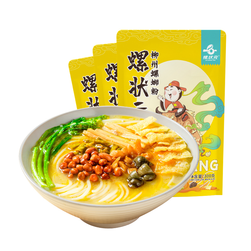 螺状元广西特产柳州正宗牛骨金汤螺蛳粉方便速食螺丝粉300g袋视频