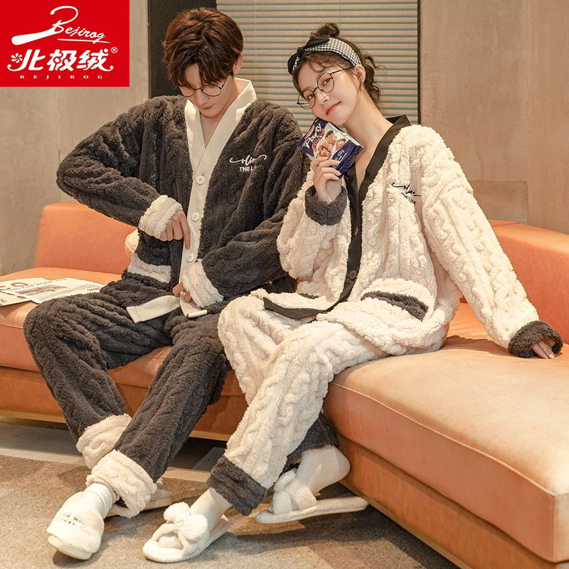 BJR-829 女M[建议80-100斤] 珊瑚绒情侣睡衣女秋冬法兰绒男士秋加厚加绒家居服冬季套装