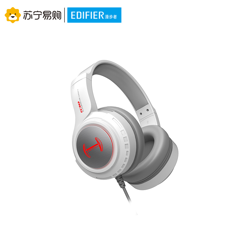 Edifier/漫步者 HECATE G30标准版 3.5mm电竞游戏耳机 电脑网课办公有线带麦克风耳麦 白红色