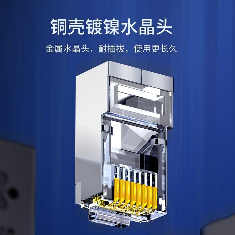 山泽 六类网线 CAT6类千兆网络连接线 工程家用电脑宽带8芯双绞金属屏蔽头成品跳线 5米 GWD6050高清大图