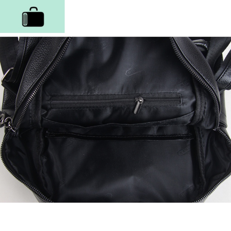 压花PU双肩包2020年新款时尚纯色百搭背包休闲韩版潮流学生书包NEW LAKE 黑色高清大图