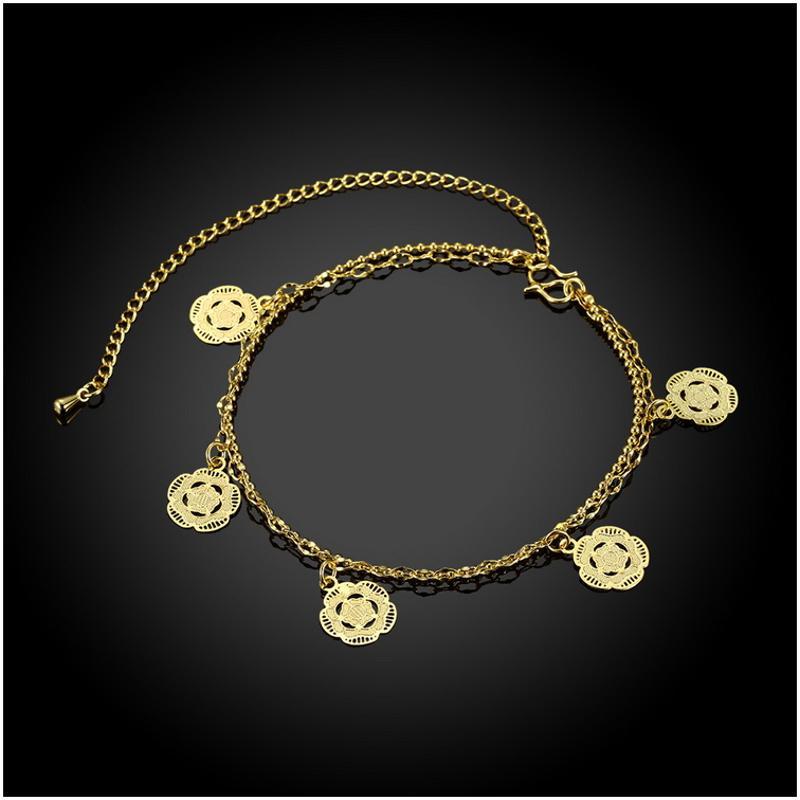 A043-A Women 18K yellow gold anklet jewelry 镀黄金色女脚链潮