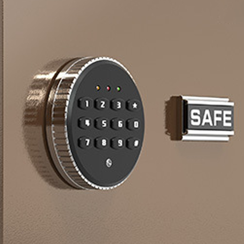 臻远 ZY40618095 小型保险柜密码保险箱全钢防盗保管箱 30cm咖色电子密码款高清大图