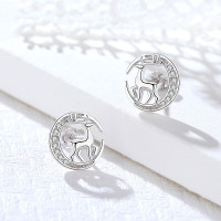 鑫铂尼耳钉女新款小鹿气质个性一路有你耳饰七夕情人节送闺蜜老婆媳妇