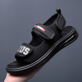 气垫增高凉鞋男士外穿2024夏季新款真皮休闲沙滩鞋男开车凉拖鞋潮_06881 黑色 40