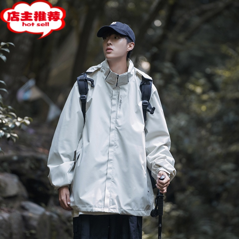 SHANCHAO外套男款防风防水飞行员工装夹克男生户外登山服
