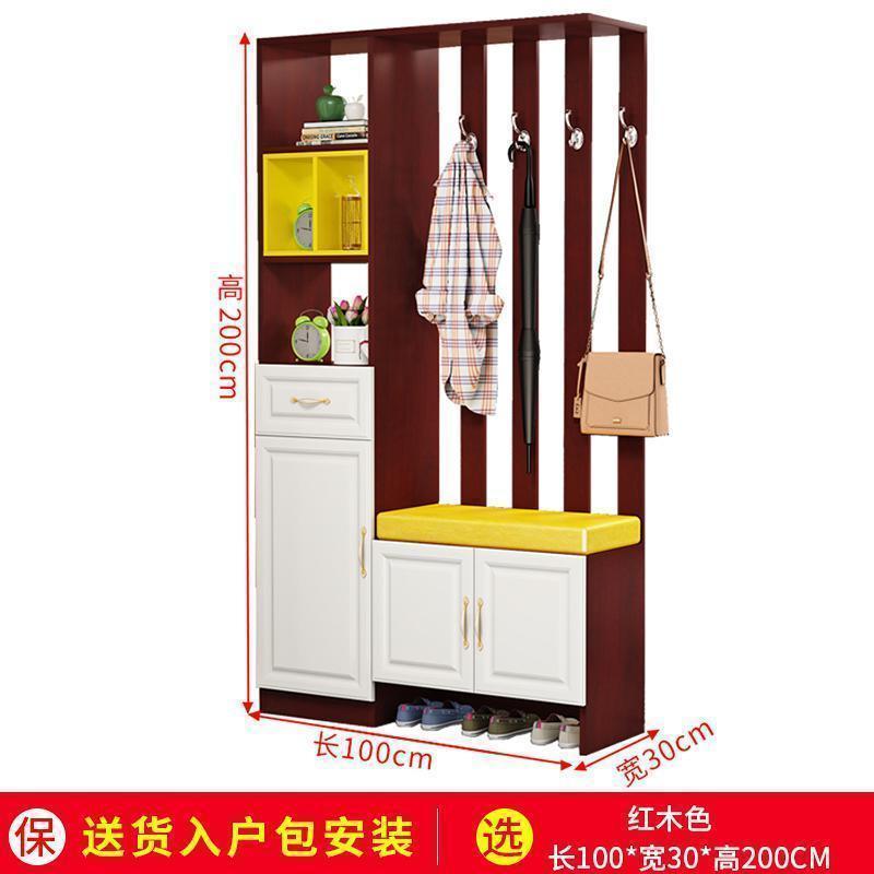 森美人鞋柜玄关柜双面屏风多功能进隔断柜一体客厅酒柜现代简约厅柜 长100红木色【包安装】组装框架结构