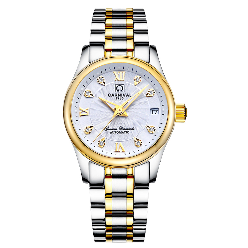 瑞士嘉年华carnival手表 新款全自动机械表 女士日历夜光防水女表休闲
