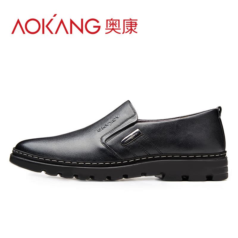 奥康男鞋商务休闲鞋套脚低帮透气休闲鞋子男士皮鞋图片
