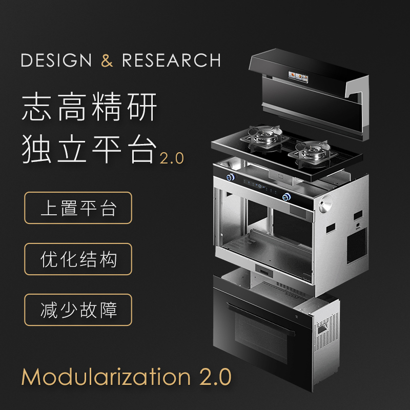 志高(CHIGO)JJZT-AG12-3智能厨房家用变频上置式彩屏油烟机燃气灶蒸烤箱一体天然气集成灶灶