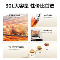 美的(Midea)电烤箱家用30L大容量 可定时可长通 上下独立控温 四旋钮易操控 含钛烤管 PT3031
