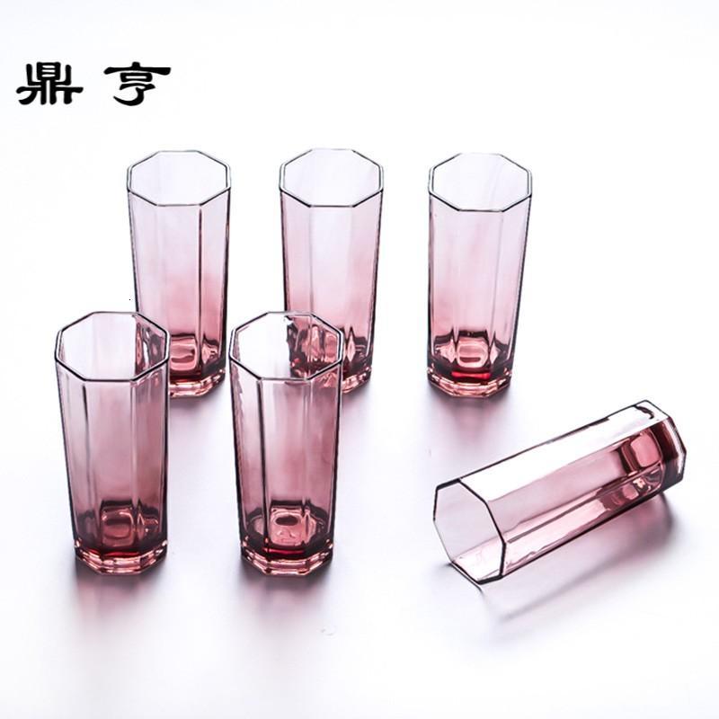 鼎亨铅耐热玻璃杯子透明茶杯套装家用简约水杯直身杯居家果汁杯6