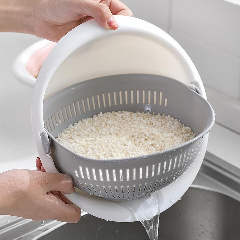塑料沥水篮子厨房淘米洗菜盆收纳篮|大号加厚北欧绿色
